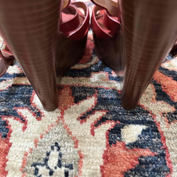Burberry Red Leather Open Toe Ankle Strap Wedge Sandals main image 4
